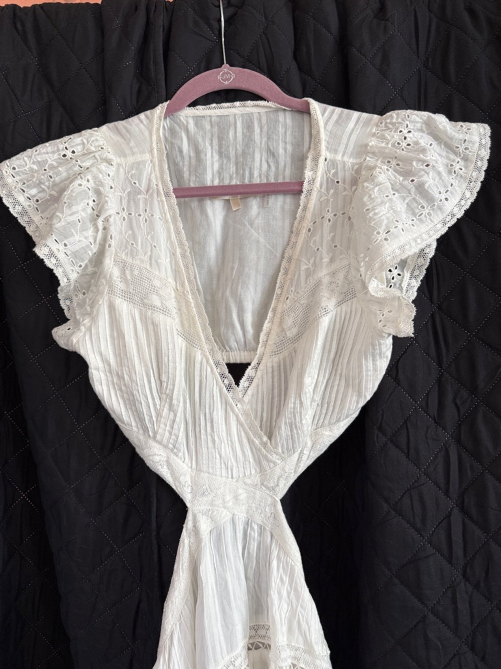 LoveShackFancy Audrina White Cutout Broderie Cotton Mini Dress Size M - Picture 8 of 14